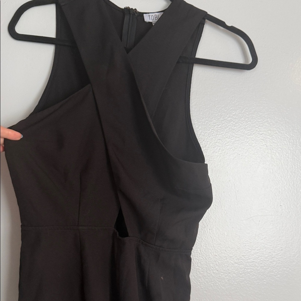 Tobi Black Sleeveless Cross-Front Jumpsuit